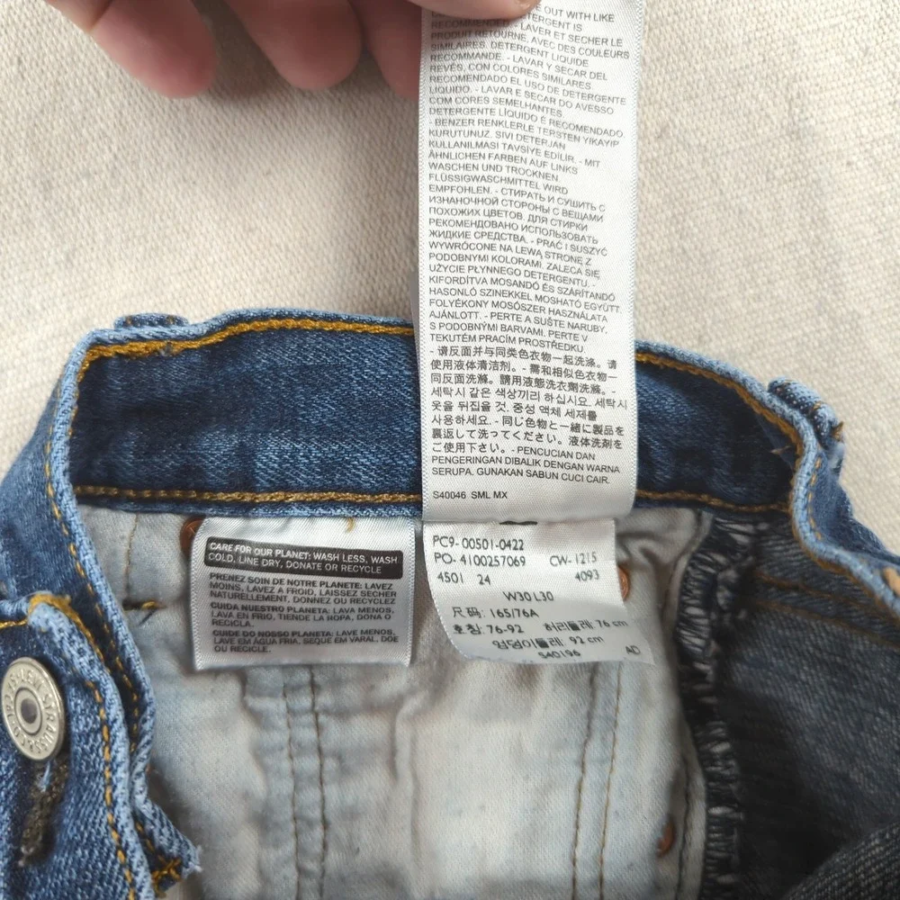 Levis 501 Jeans Mens 30x30 Blue Button‎ Fly Casual Classic American Western